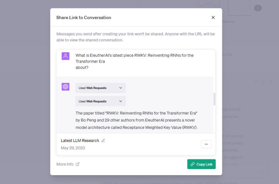Share Conversations from ChatGPT and iOS App