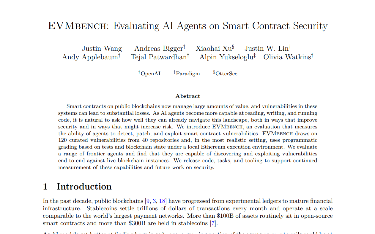 Diagram illustrating the three modes of EVMbench: Detect, Patch, and Exploit, with input/output flows.