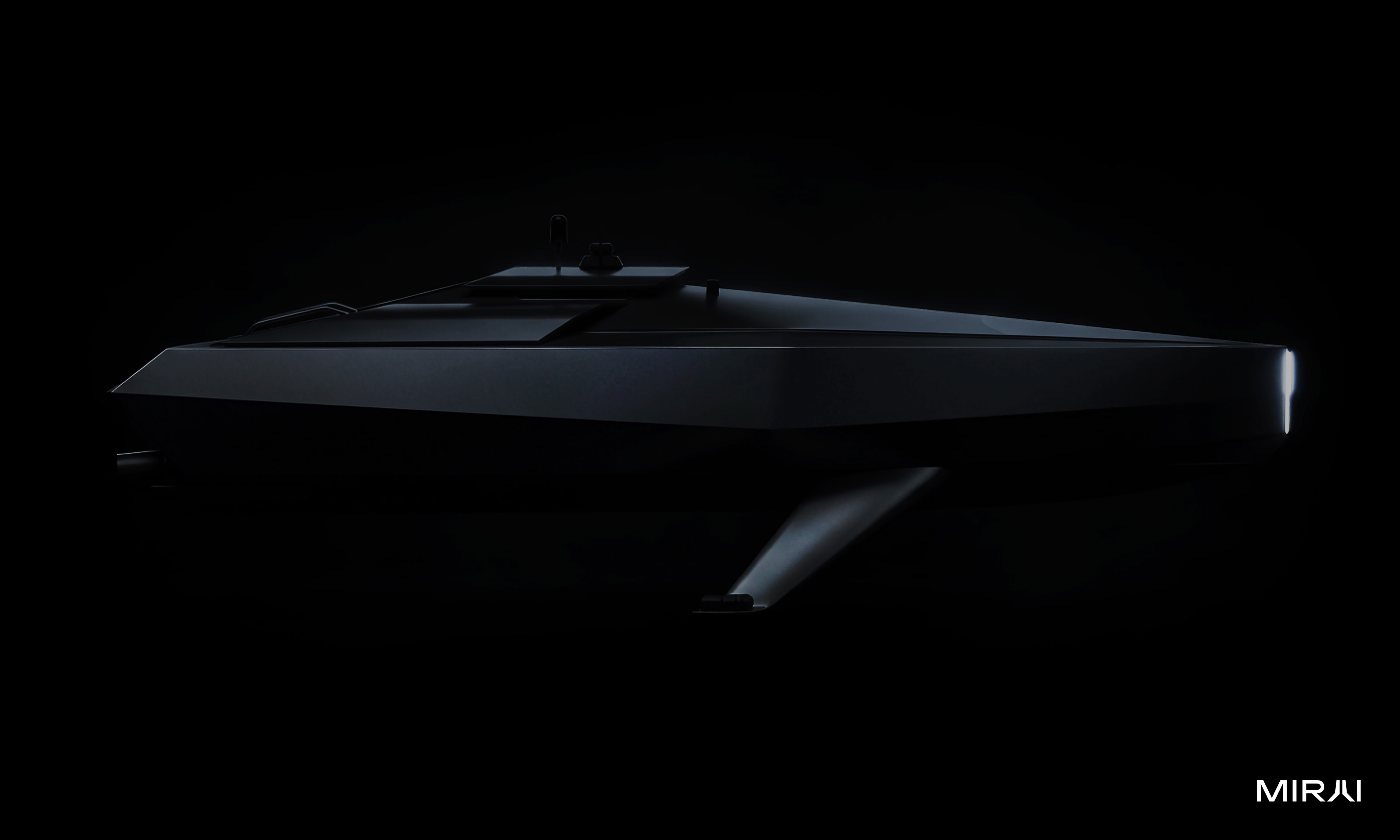 Mirai Robotics autonomous vehicle prototype on a dock.